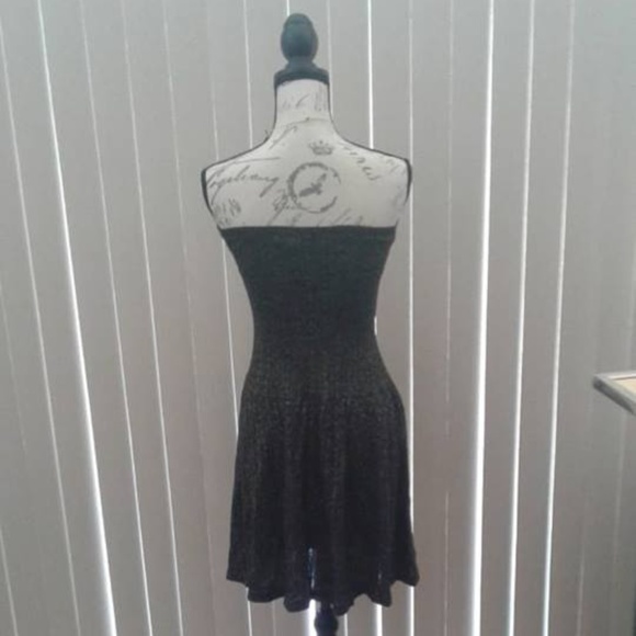 Free People Black & Silver Strapless Minidress - Picture 3 of 5